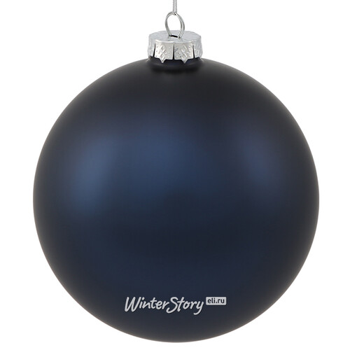 Стеклянный елочный шар Royal Classic 15 см, синий бархат матовый Winter Deco
