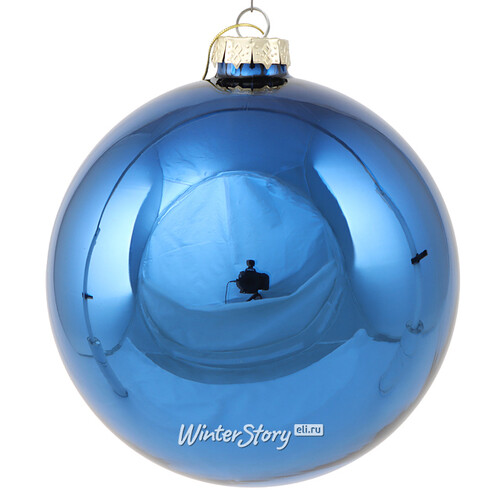 Стеклянный елочный шар Royal Classic 15 см, синий королевский Winter Deco