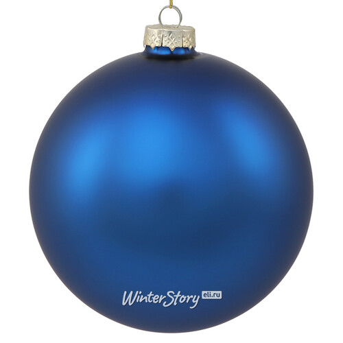 Стеклянный елочный шар Royal Classic 15 см, синий королевский матовый Winter Deco