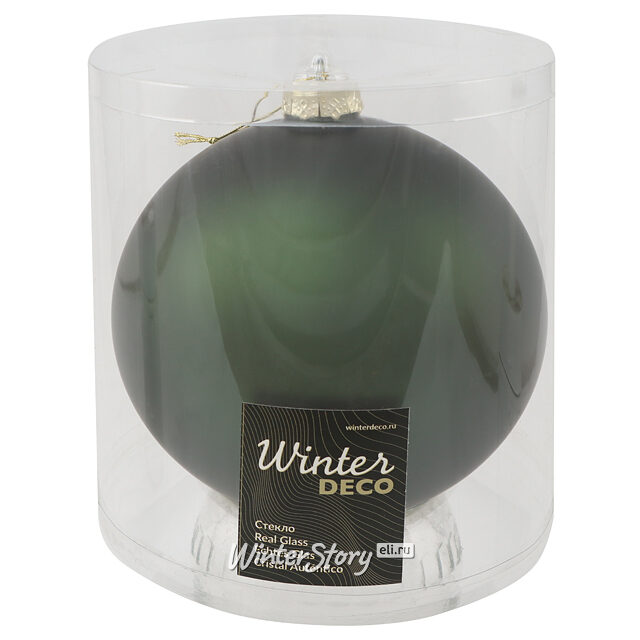 Стеклянный елочный шар Royal Classic 15 см, зеленый бархат матовый Winter Deco
