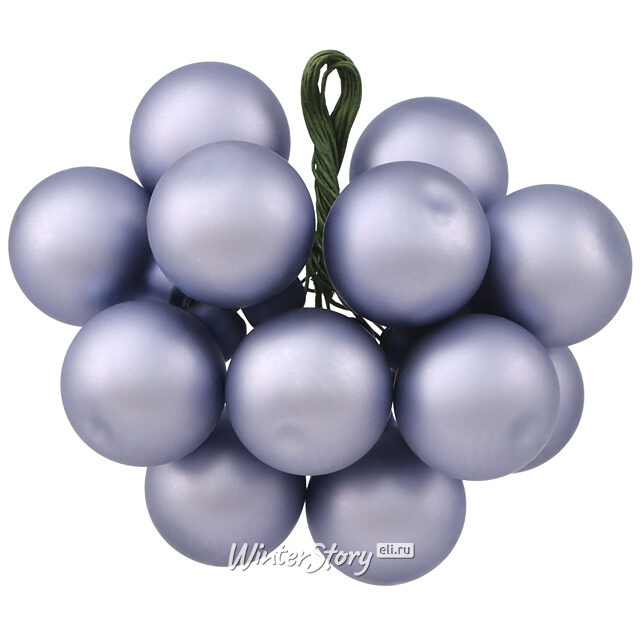 Гроздь из 12 стеклянных шаров на проволоке 2.5 см, светло-лиловый матовый Winter Deco