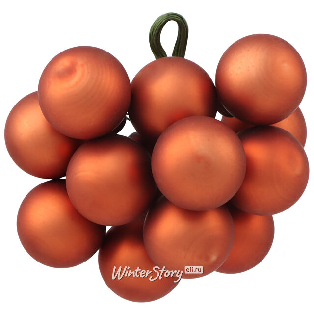 Гроздь из 12 стеклянных шаров на проволоке 2.5 см, terra brown матовый Winter Deco