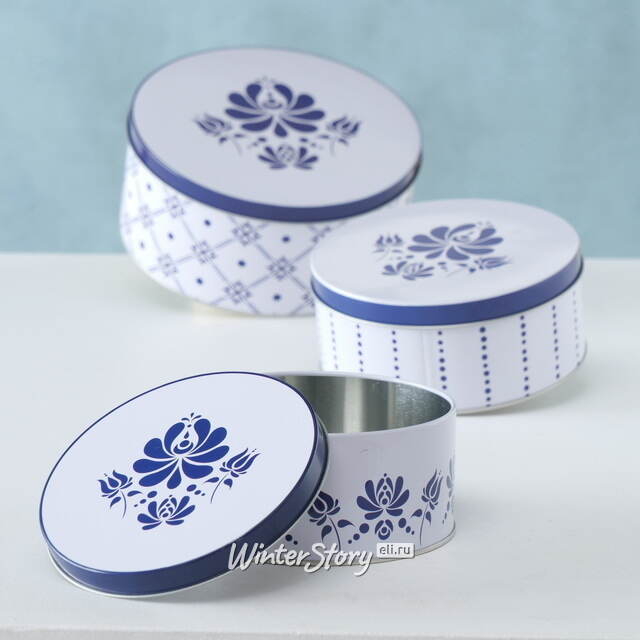 Набор металлических банок для хранения Royal Delft 14-20 см, 3 шт Boltze