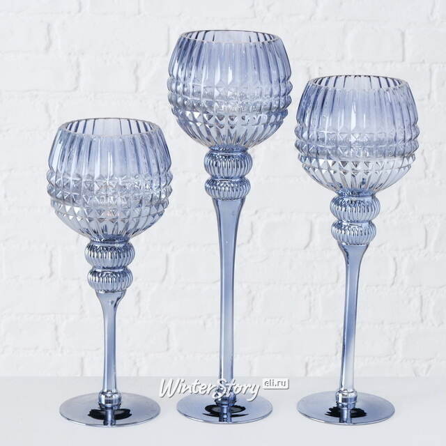 Набор стеклянных подсвечников-бокалов Arctique 30-40 см, 3 шт Boltze