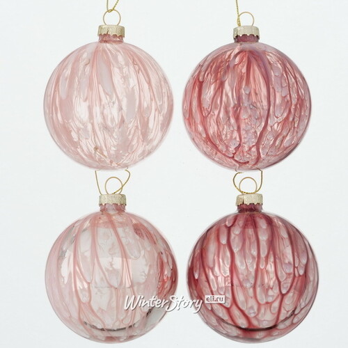 Набор стеклянных шаров Омбра де Розе 8 см, 12 шт Boltze