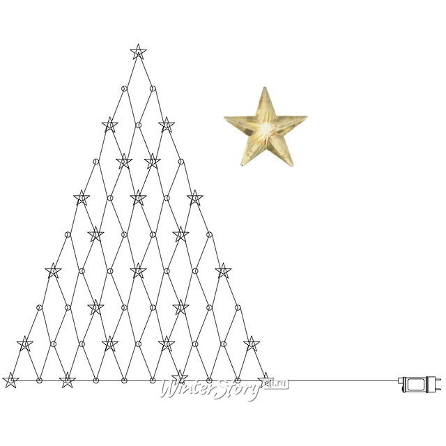Гирлянда Сетка Звездочки 1.2*0.9 м, 55 теплых белых LED ламп, прозрачный ПВХ, IP20 Star Trading
