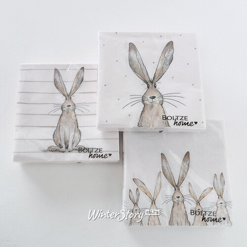 Бумажные салфетки Любопытные Крольчата 17*17 см, 20 шт Boltze