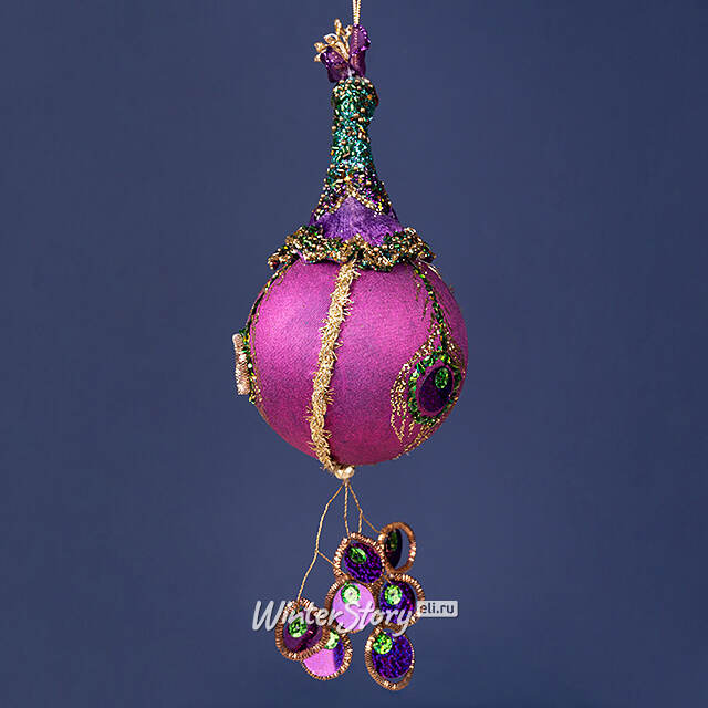 Винтажный елочный шар Павлин - Sycamore Orchestra 18 см пурпурный Winter Deco