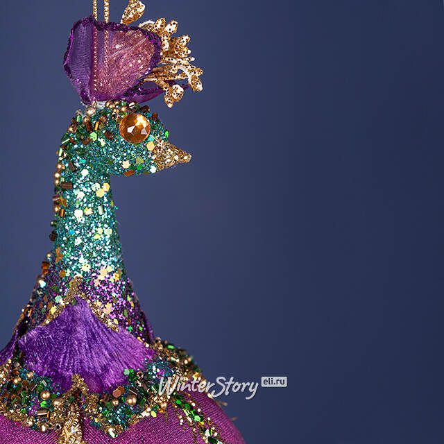 Винтажный елочный шар Павлин - Sycamore Orchestra 18 см пурпурный Winter Deco