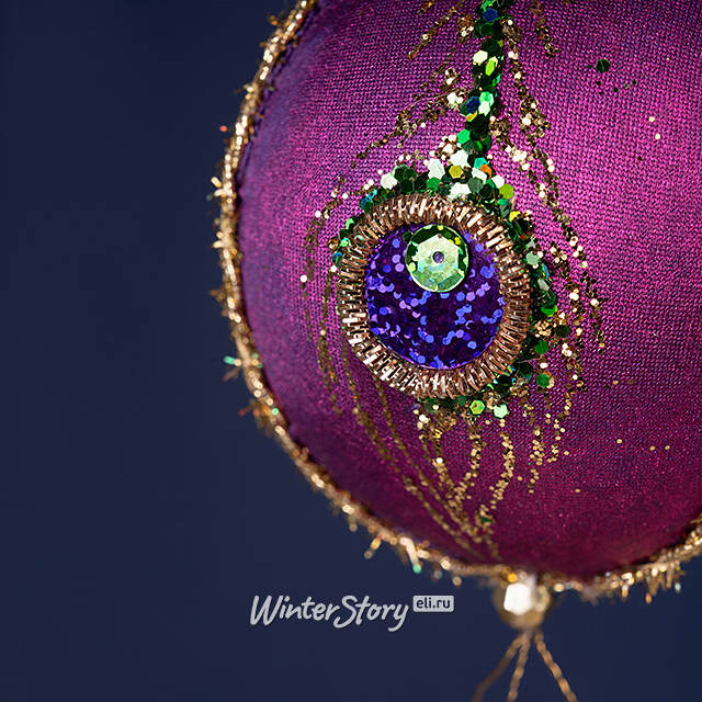 Винтажный елочный шар Павлин - Sycamore Orchestra 18 см пурпурный Winter Deco