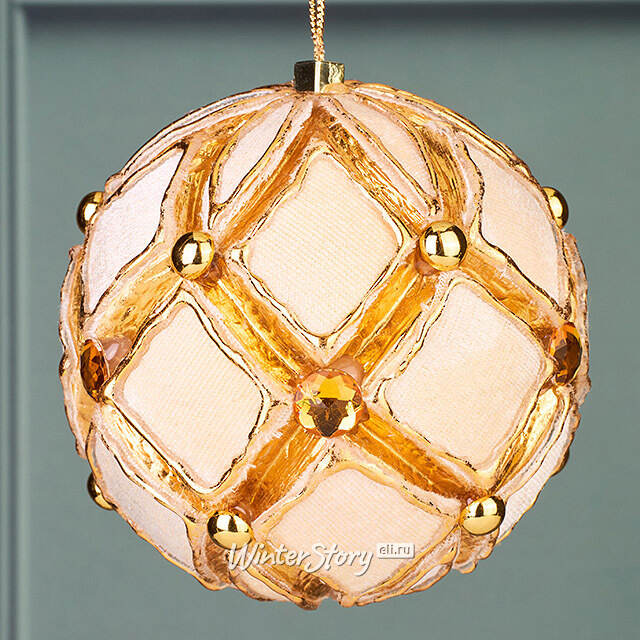 Винтажный елочный шар Парчинес 10 см золотой Winter Deco