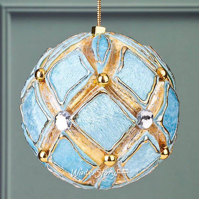 Винтажный елочный шар Equatore 10 см голубой Winter Deco