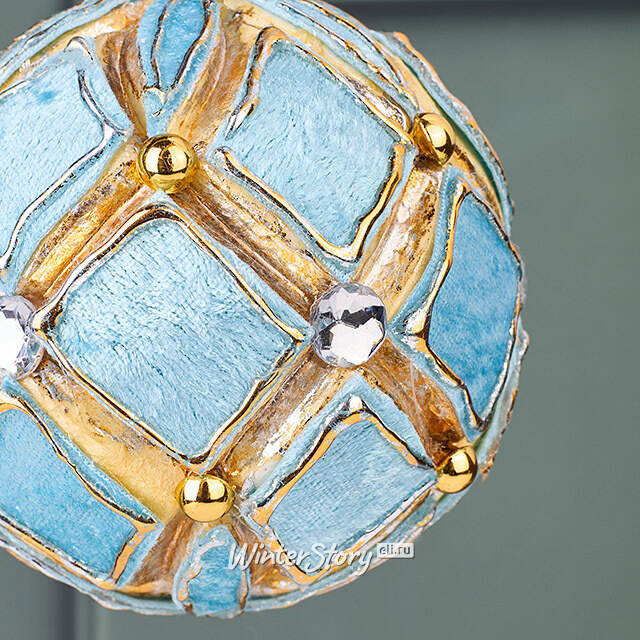 Винтажный елочный шар Equatore 10 см голубой Winter Deco