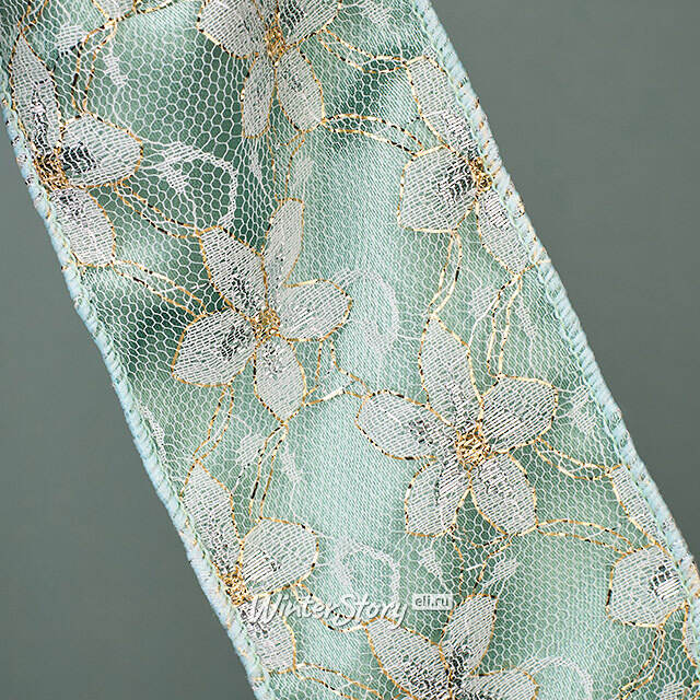 Бант на елку Кларель 33 см, мятный, клипса Winter Deco