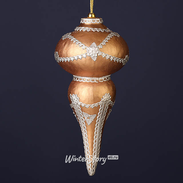 Винтажная елочная игрушка Сосулька Arrivederci 18 см, розовое золото, подвеска Winter Deco