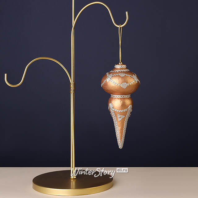 Винтажная елочная игрушка Сосулька Arrivederci 18 см, розовое золото, подвеска Winter Deco