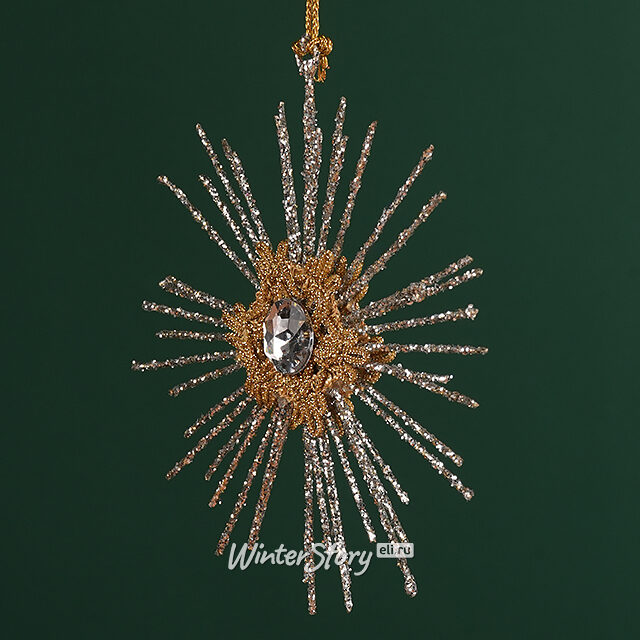 Елочная игрушка Снежинка Евлалия 14 см серебряная, подвеска Winter Deco