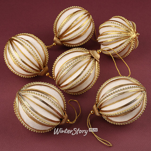 Набор елочных шаров Emerita 8 см золотой, 6 шт Winter Deco