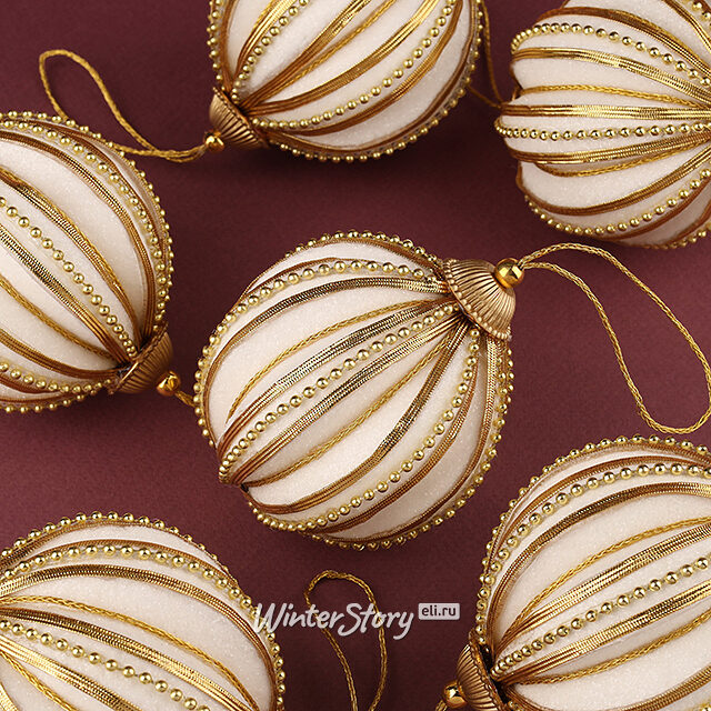 Набор елочных шаров Emerita 8 см золотой, 6 шт Winter Deco