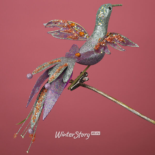 Елочная игрушка Птичка Венеция 33 см фиолетовый, клипса Winter Deco