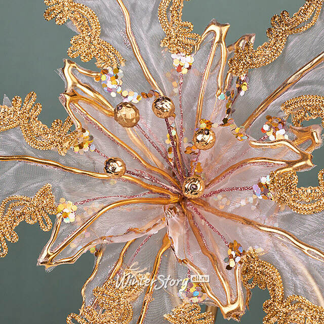 Искусственная пуансеттия Арройо 25 см пудровая, клипса Winter Deco