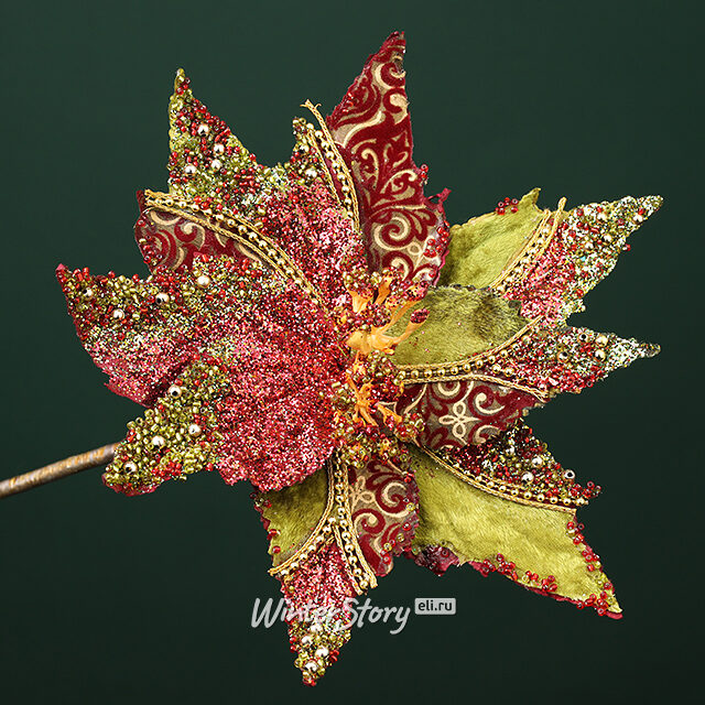 Искусственная пуансеттия Донна 20 см, клипса Winter Deco