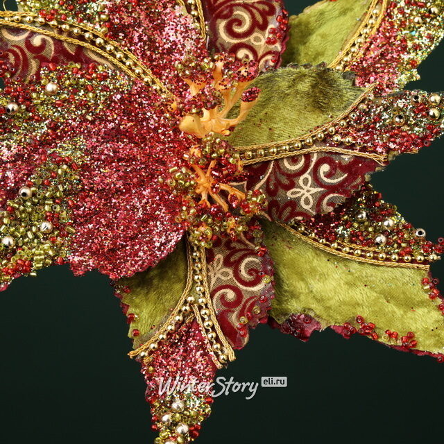 Искусственная пуансеттия Донна 20 см, клипса Winter Deco