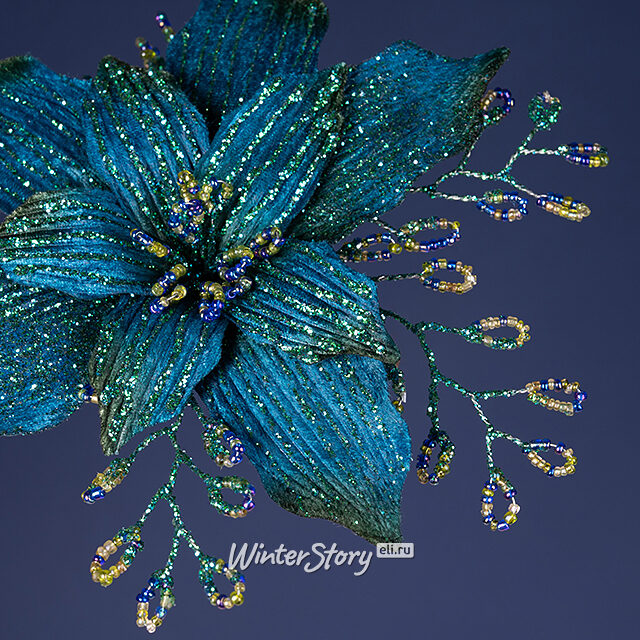 Искусственная пуансеттия Элиза 16 см, клипса Winter Deco