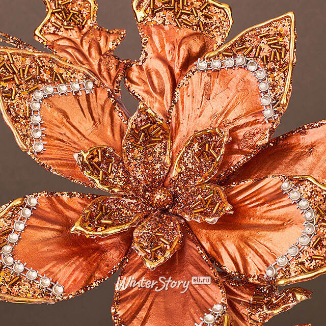 Искусственная пуансеттия Ignaz 41 см, клипса Winter Deco