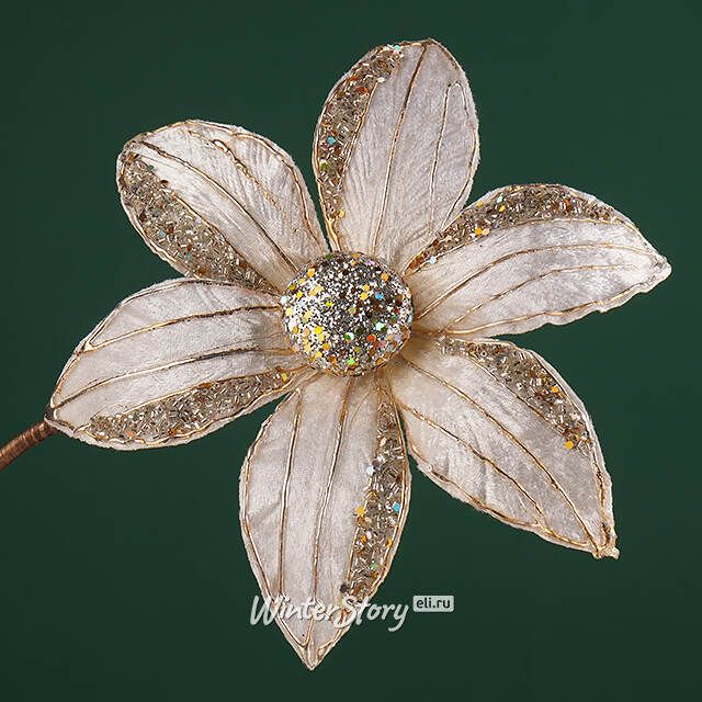 Искусственный цветок Контесса Донати 20 см бежевый, клипса Winter Deco