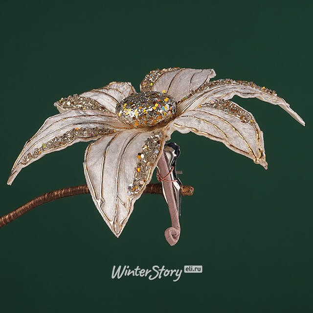 Искусственный цветок Контесса Донати 20 см бежевый, клипса Winter Deco