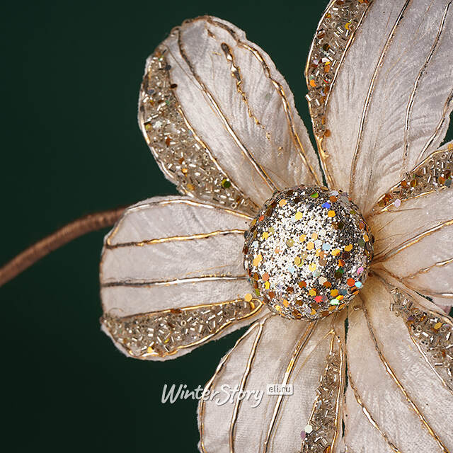 Искусственный цветок Контесса Донати 20 см бежевый, клипса Winter Deco