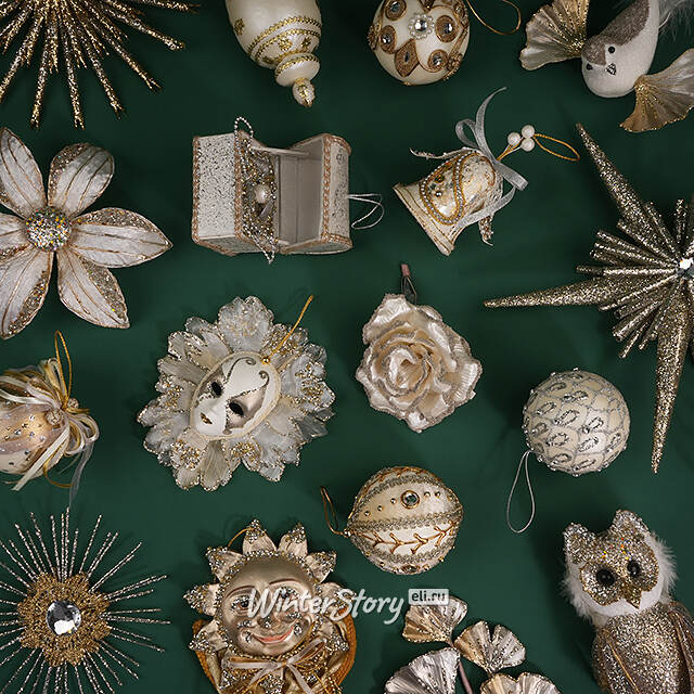 Искусственный цветок Контесса Донати 20 см бежевый, клипса Winter Deco