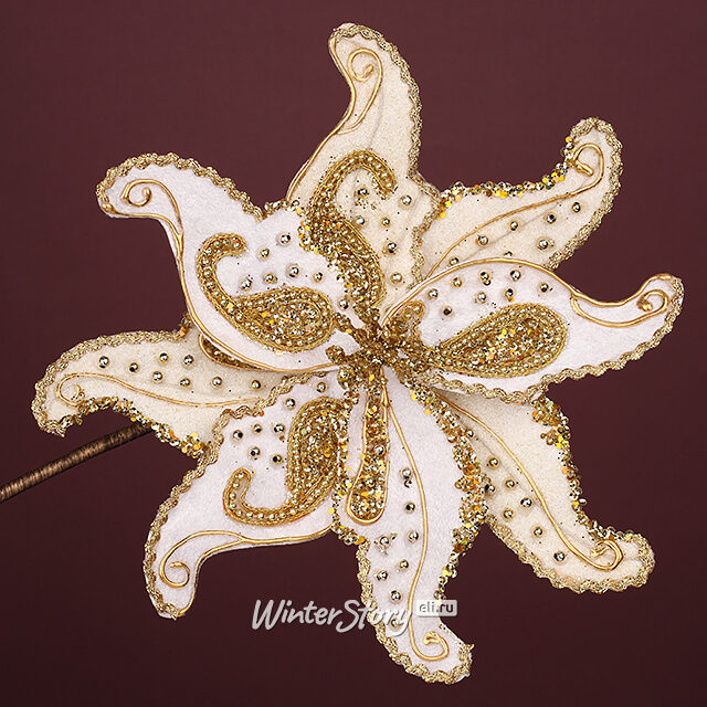 Искусственная пуансеттия Лерте 23 см, клипса Winter Deco