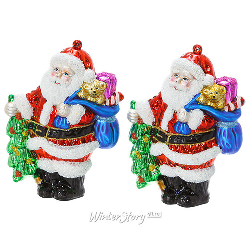 Елочная игрушка Встречаем Санта-Клауса 11 см, 2 шт, подвеска Billiet