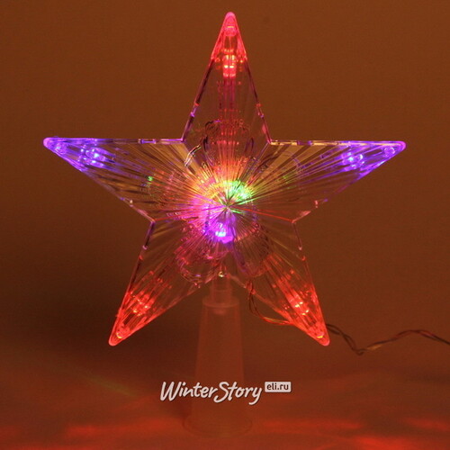 Светящаяся звезда на елку Фейерверк 16 см, 10 разноцветных LED ламп с мерцанием, на батарейках Serpantin