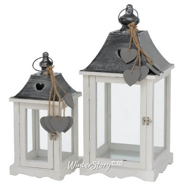 Набор деревянных подсвечников-фонарей Милборн 40-55 см, 2 шт Boltze