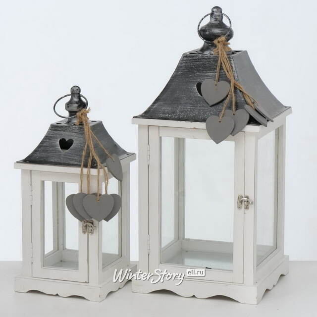 Набор деревянных подсвечников-фонарей Милборн 40-55 см, 2 шт Boltze