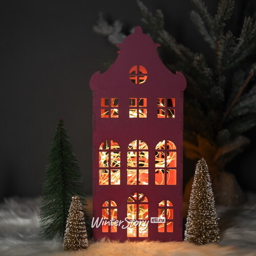 Домик с подсветкой Амстердам 37 см сливовый Christmas Apple