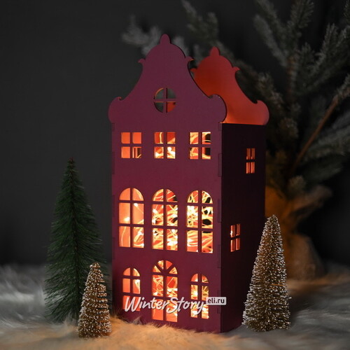 Домик с подсветкой Амстердам 37 см сливовый Christmas Apple