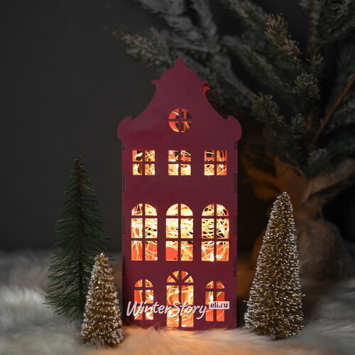 Домик с подсветкой Амстердам 27 см сливовый Christmas Apple