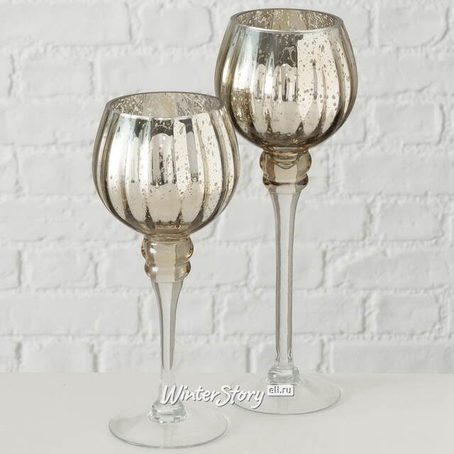 Набор стеклянных подсвечников - бокалов Mulhouse 30 см шампань, 2 шт Boltze (Больтце)