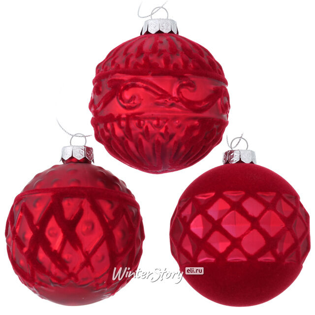 Набор стеклянных шаров Rouge Pompei 8 см, 11 шт, уцененный Boltze