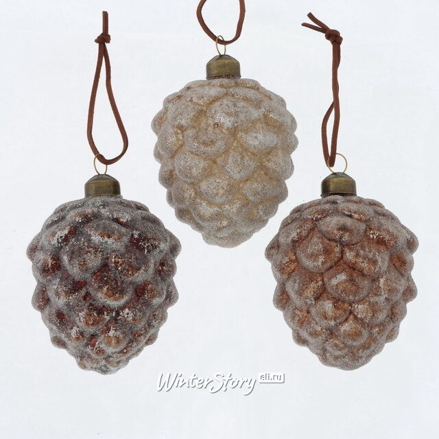 Набор стеклянных елочных игрушек Шишки Мириам 10 см, 12 шт Boltze