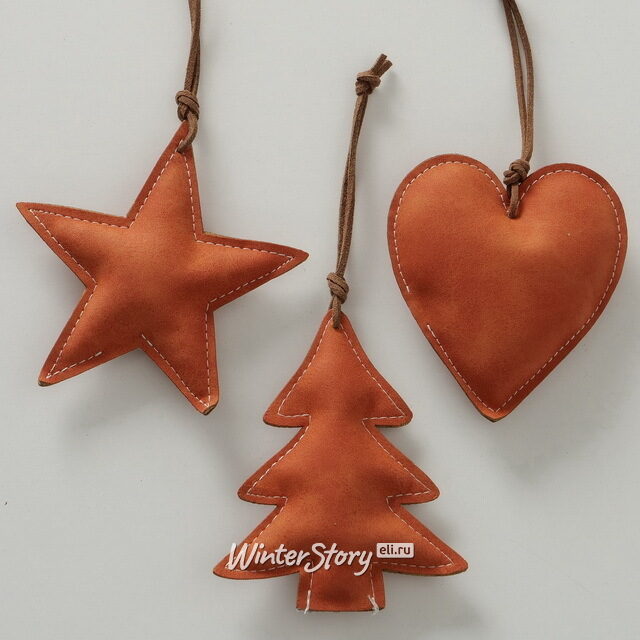 Набор елочных игрушек Этельберт 10 см терракотовый, 3 шт, подвеска Boltze