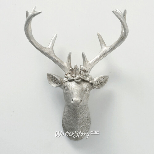 Настенный декор Голова серебряного оленя Викториано 32*25 см Boltze