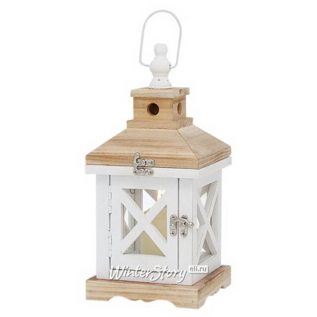 Деревянный подсвечник-фонарь Квентин 33 см Boltze