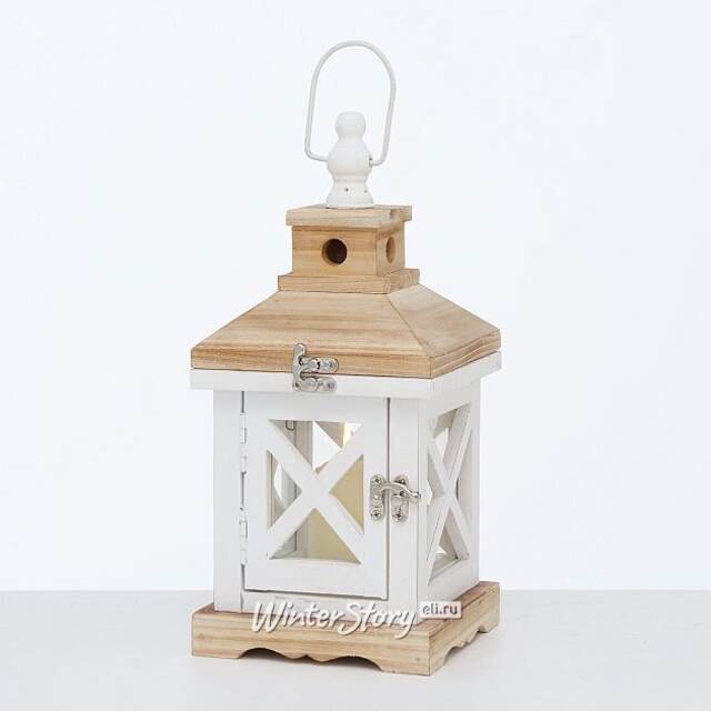 Деревянный подсвечник-фонарь Квентин 33 см Boltze