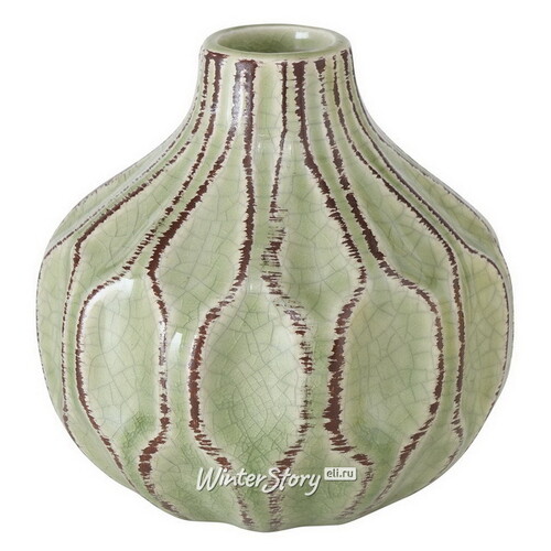 Керамическая ваза Линарес 12 см светло-зеленая Boltze