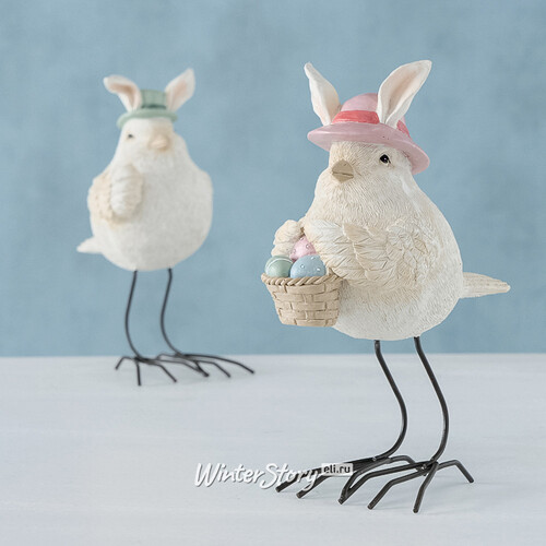 Набор декоративных фигурок Птички Лесандро и Примула в кроличьих шляпках 17 см, 2 шт Boltze
